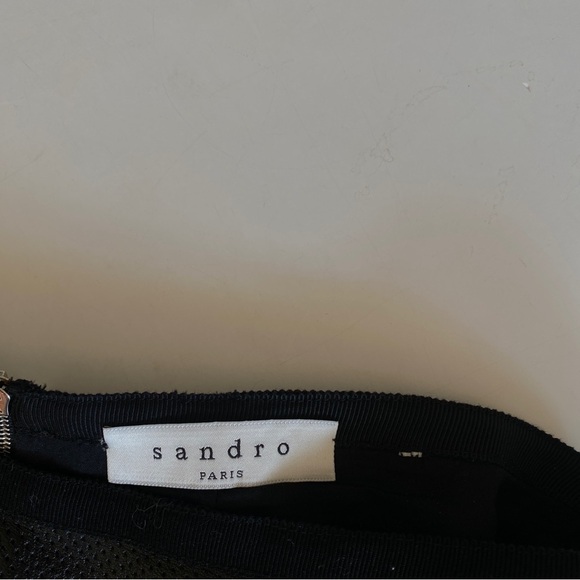 Sandro || Perforated Lamb Leather Flutter Mini Skirt Black 2 - Picture 5 of 9